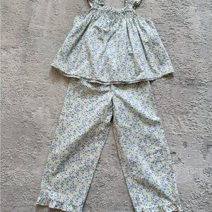 Zara Girls Floral Tank and Pajama Pants Set - Light Blue with Pastel Floral